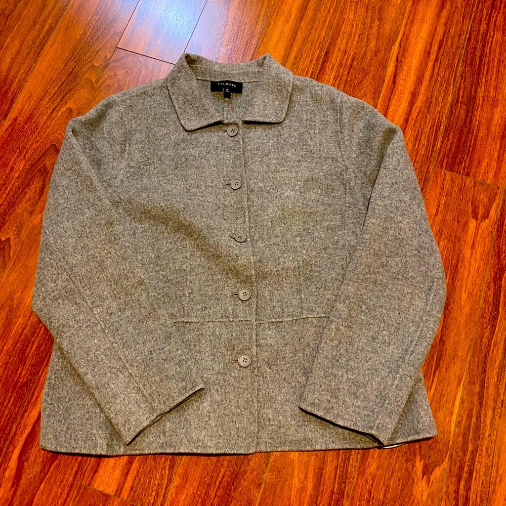 Talbots light grey felted wool jacket